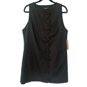 Kourt Black Button Front Sleeveless Shift Dress Size Large